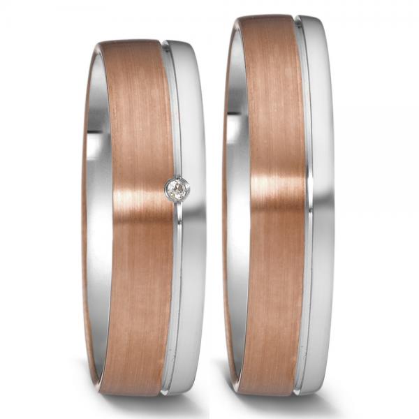 Weidner Trauringe Weiss-Rotgold 62037 + 72037